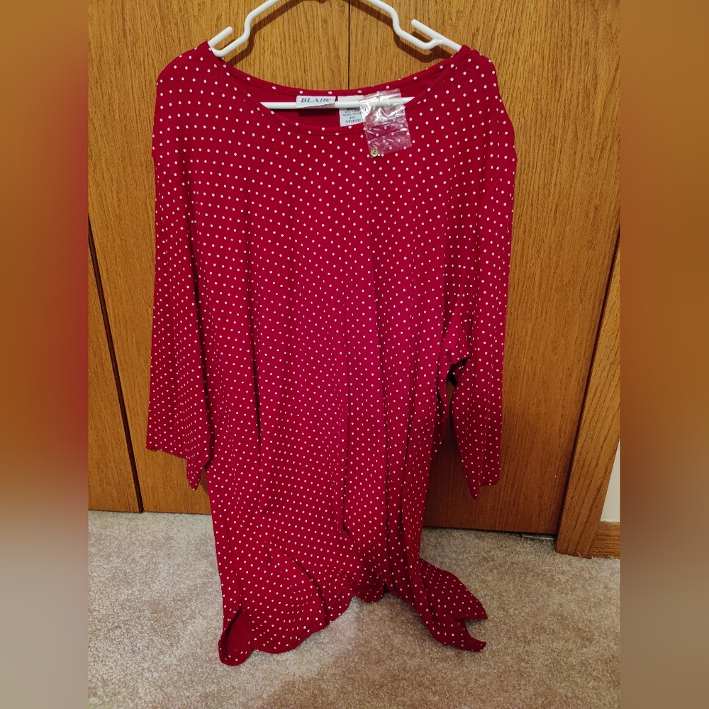 Nwt Blair Red Polka Dot 3/4 Sleeve Top, 3xl
